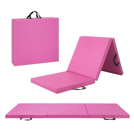 CAP All Purpose Folding Anti Tear Exercise Training Aerobic Fitness Gym & Balance Mat. 72"L x 24"W x 2" Thick, Pink