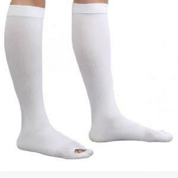 CAP Anti-Embolism Knee-Length Stockings 1 Pair, White, Medium Short
