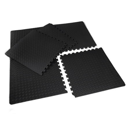 CAP Barbell 1/2" Thick High Density 66"x43" Puzzle Black Exercise Mat 6-Piece Flooring Set