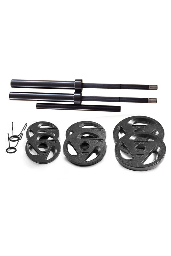 Barbell 110 lb Olympic Weight Set with 3-Piece Thread Lock Olympic Weightlifting Straight Bar