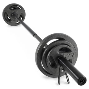 CAP Barbell 110 lb Olympic Weight Set with 3-Piece Thread Lock Olympic Weightlifting Straight Bar