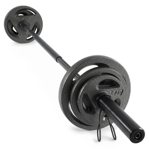 CAP Barbell 110 lb Olympic Weight Set with 3-Piece Thread Lock Olympic Weightlifting Straight Bar
