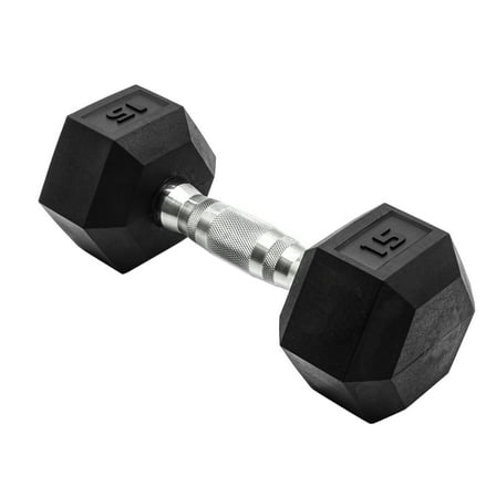 CAP Barbell, 15lb Rubber Hex Dumbbell, Single