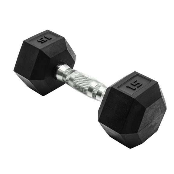 CAP Barbell, 15lb Rubber Hex Dumbbell, Single