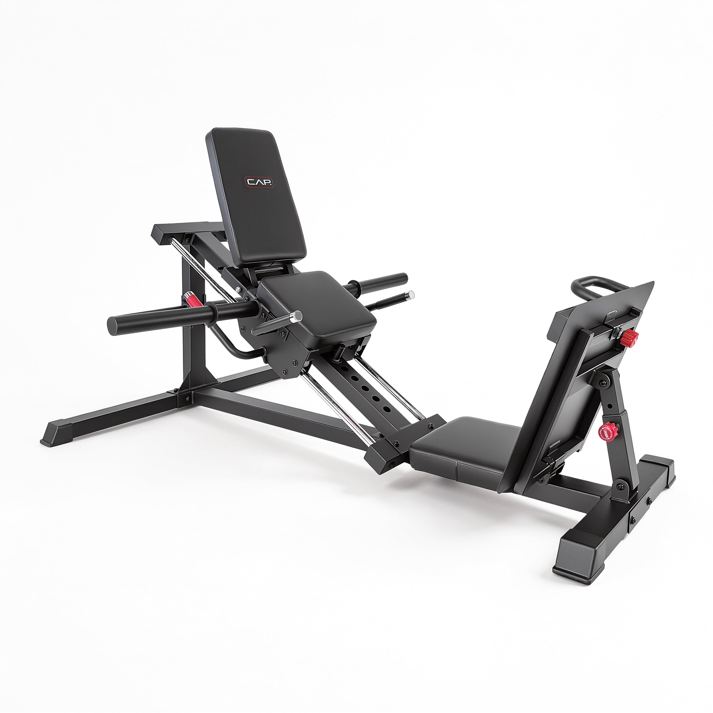 CAP Barbell 2-in-1 Leg Press & Hack Squat Machine, Plate-Loaded Lower Body Strength Trainer with Adjustable Footplate & Back Pad, Olympic Weight Plate Compatible