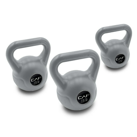 CAP Barbell 30lb Vinyl Kettlebell Set (5, 10, 15 lbs), Gray