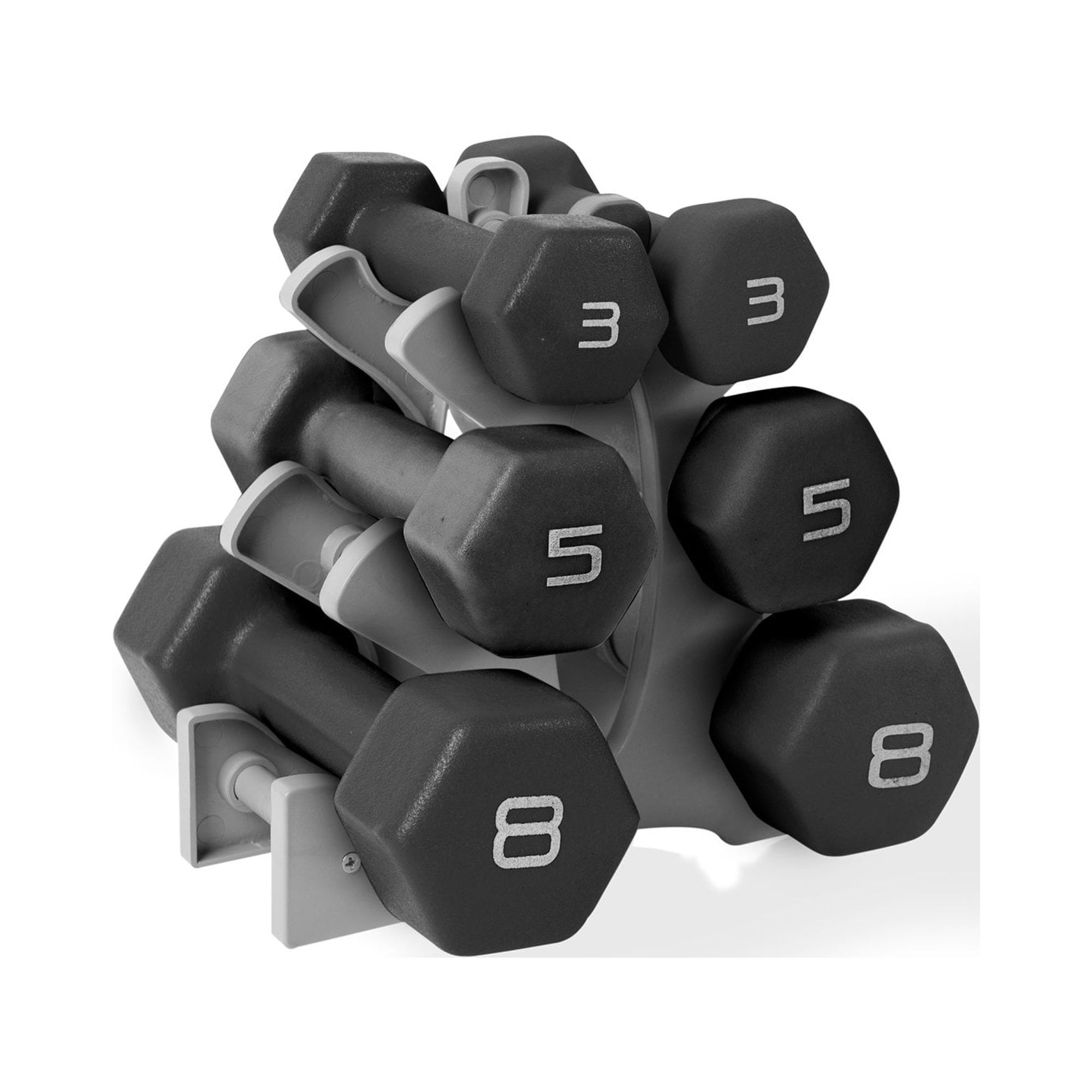CAP Barbell 32 lb Neoprene Dumbbell Set with Rack, Black - image 1 of 5