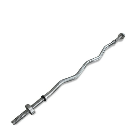 CAP Barbell, 47" Standard Solid Steel Threaded Easy Curl Bar with Round Collars, Chrome