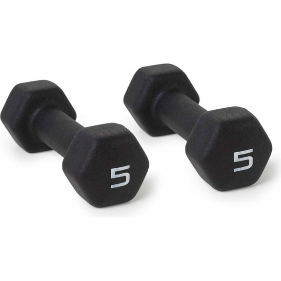 CAP Barbell, 5lb Black Neoprene Dumbbell, Pair