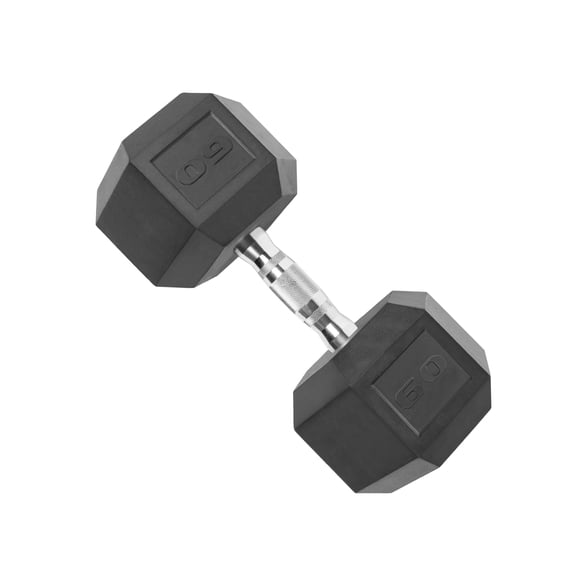 CFF Rubber Hex Dumbbell 22.5lbs Single - Anti-Roll Cast Iron Weight With Ergonomic Handle