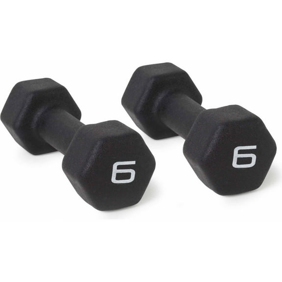 CAP Barbell, 6lb Black Neoprene Dumbbell, Pair