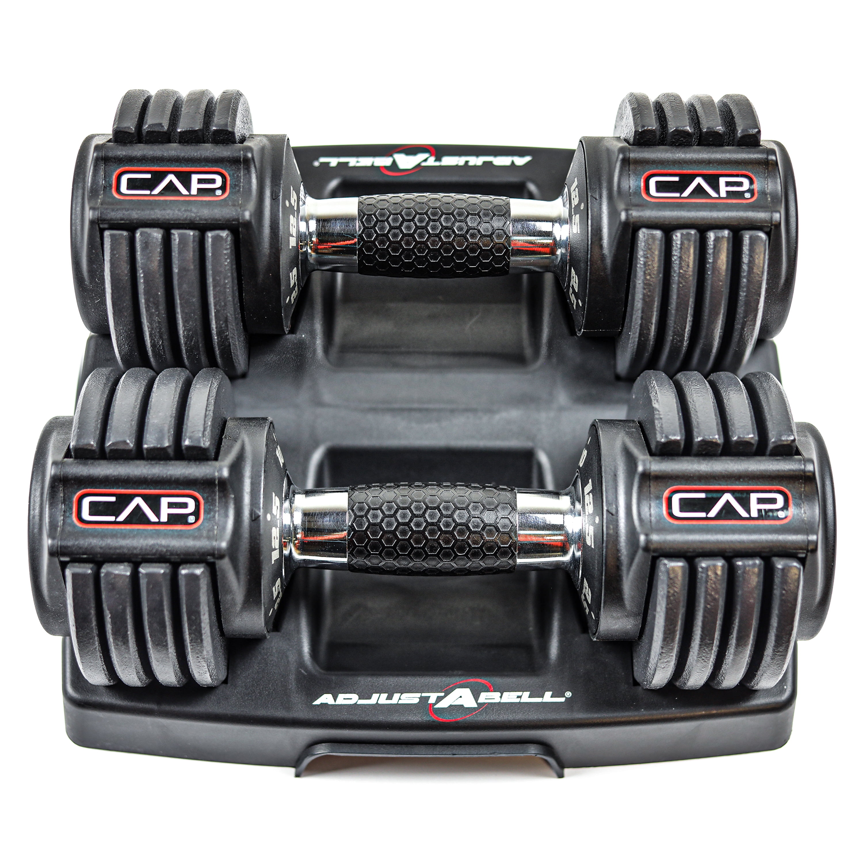 CAP Barbell ADJUSTABELL Adjustable Dumbbell Set, Premium Quick Select Adjustable Weights for Strength Training, 12.5 lb, Pair - Chrome and Black Handle