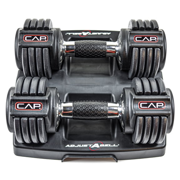 CAP Barbell ADJUSTABELL Adjustable Dumbbell Set, Premium Quick Select Adjustable Weights for Strength Training, 12.5 lb, Pair - Chrome and Black Handle
