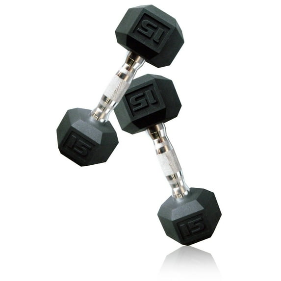 cap barbell 15 lb pair of coated hex dumbbells (set of 2)
