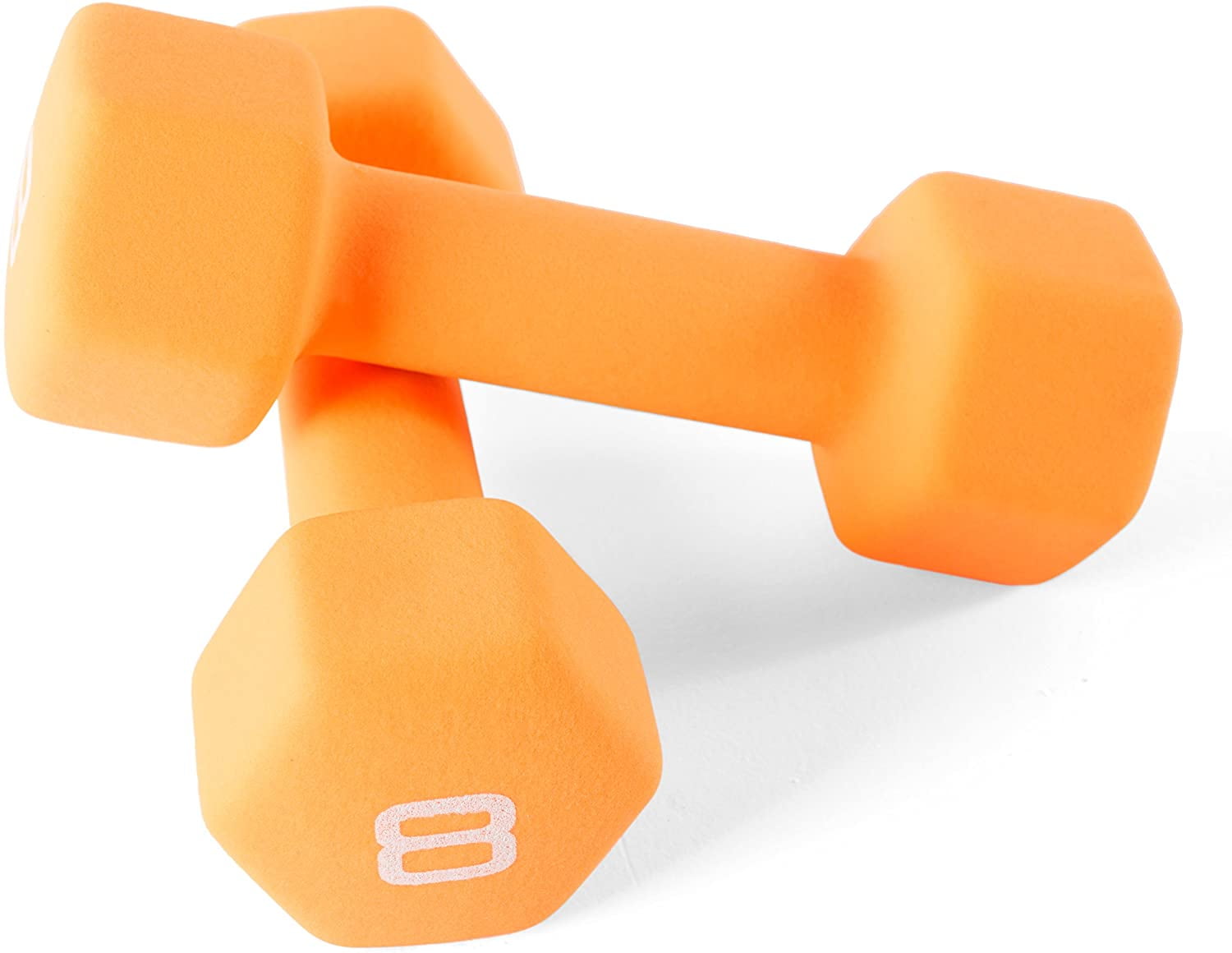 CAP Barbell Neoprene Coated Hex Dumbbells Pair Orange 8 lb