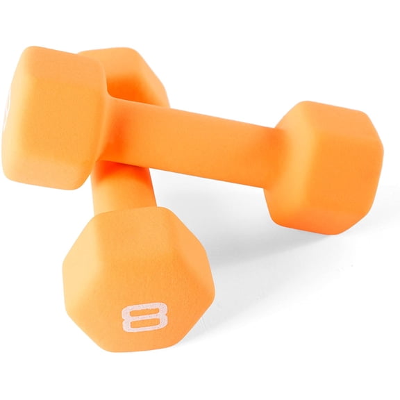 CAP Barbell, Neoprene Coated Hex Dumbbells, Pair, Orange, 8 lb