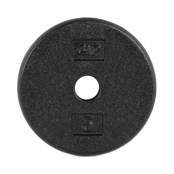 CAP Barbell Standard Cast Iron Weight Plate, 5 lbs, Black