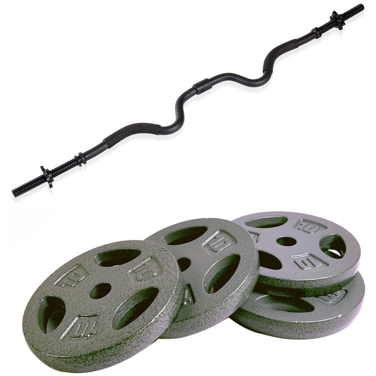 CAP Barbell Combo Curl Weight Bar - 40 lb Cast Iron Set - Walmart.com