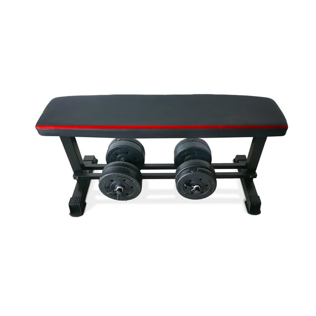 CAP Flat Weight Bench & 50 lb Adjustable Vinyl Dumbbell Set Combo