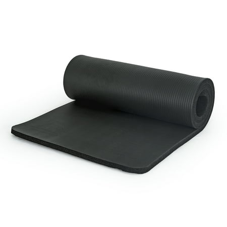 CAP High Density NBR Foam 1-inch Thick Exercise Yoga Mat with Carry Strap, 71"x24"x1" (25.4mm Thick), Black