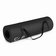 CAP High Density NBR Exercise Mat with Carry Strap, Size: 68inX24inX.47in (12mm Thick) Black