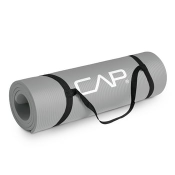 CAP High Density NBR Exercise Mat with Carry Strap, Size: 68inX24inX.47in (12mm Thick) Gray