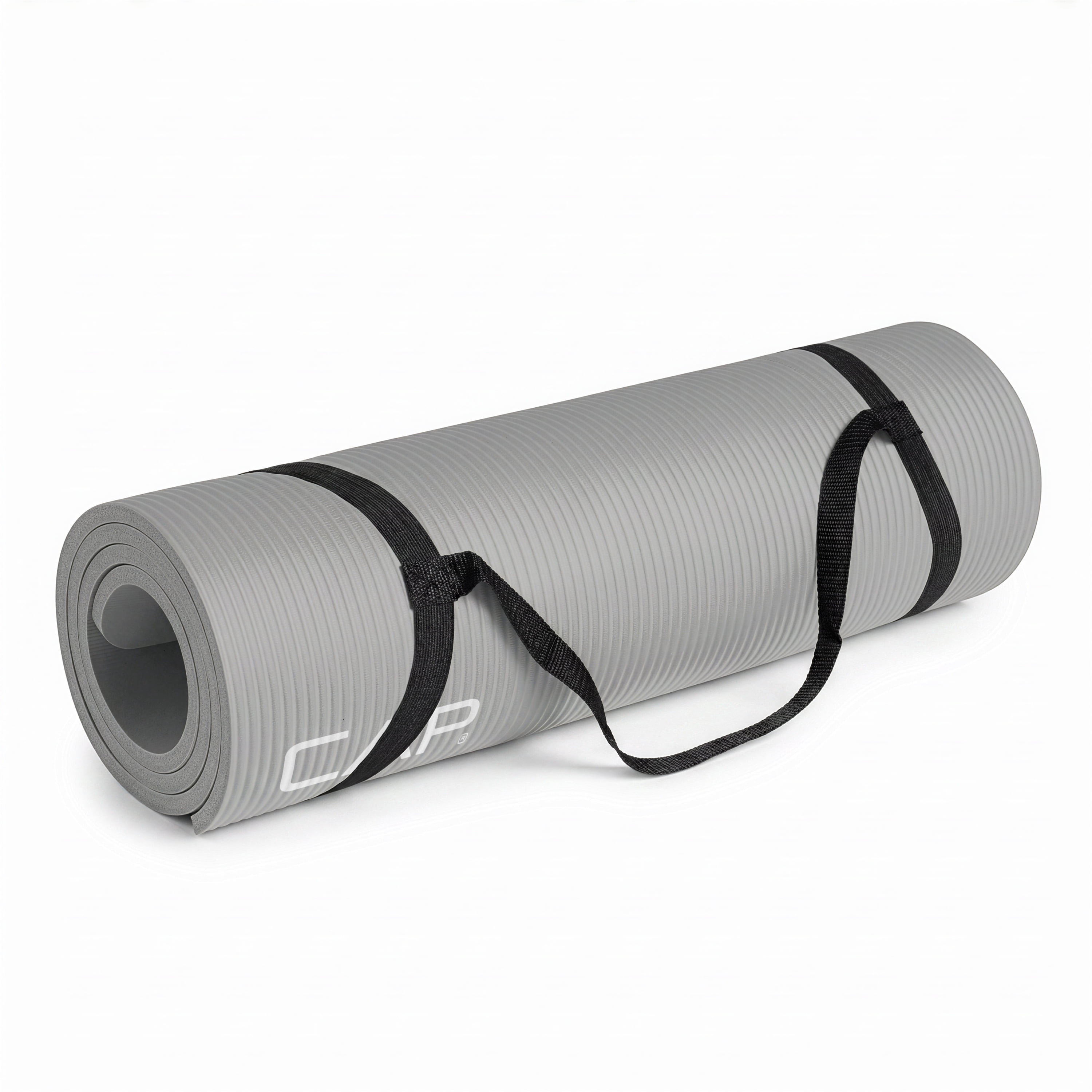 CAP 1/2" Thick Yoga and Exercise Mat with Carry Strap, 68" x 24", Gray