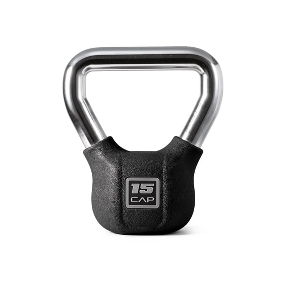 CAP PVC-Coated Cast Iron Kettlebell, Home Gym Strength Training Weight, 15 LB