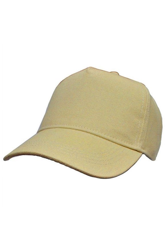 CP00015 Cap - Plain, 5 Panel, Khaki - Brushed Twill - Cloth Hook & Eye Closure - Medium