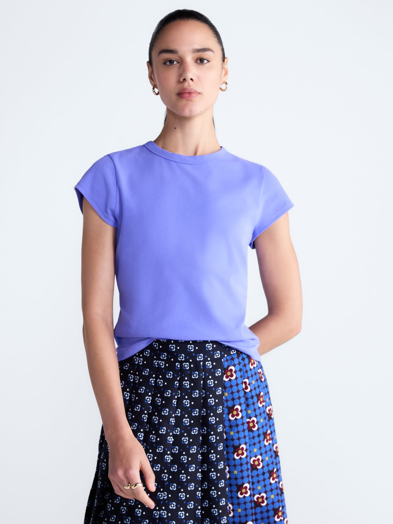 Free Assembly Women's and Women's Plus Cap Sleeve Tee, Sizes XS-4X