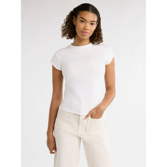Free Assembly Women's and Women's Plus Cap Sleeve Tee, Sizes XS-4X