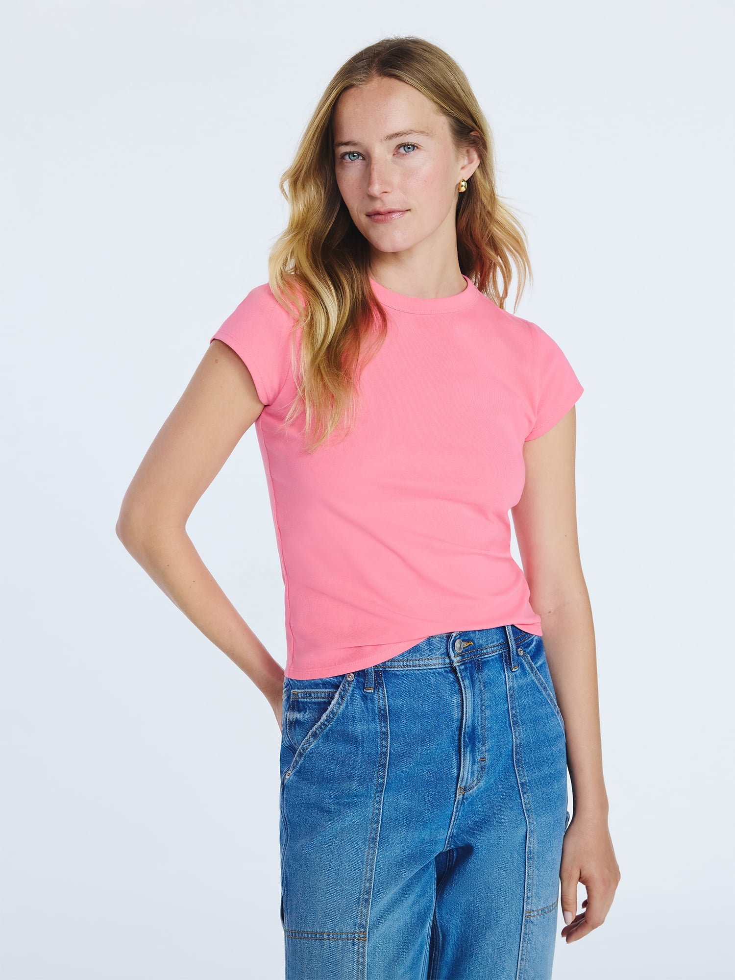 Free Assembly Women's and Women's Plus Cap Sleeve Tee, Sizes XS-4X