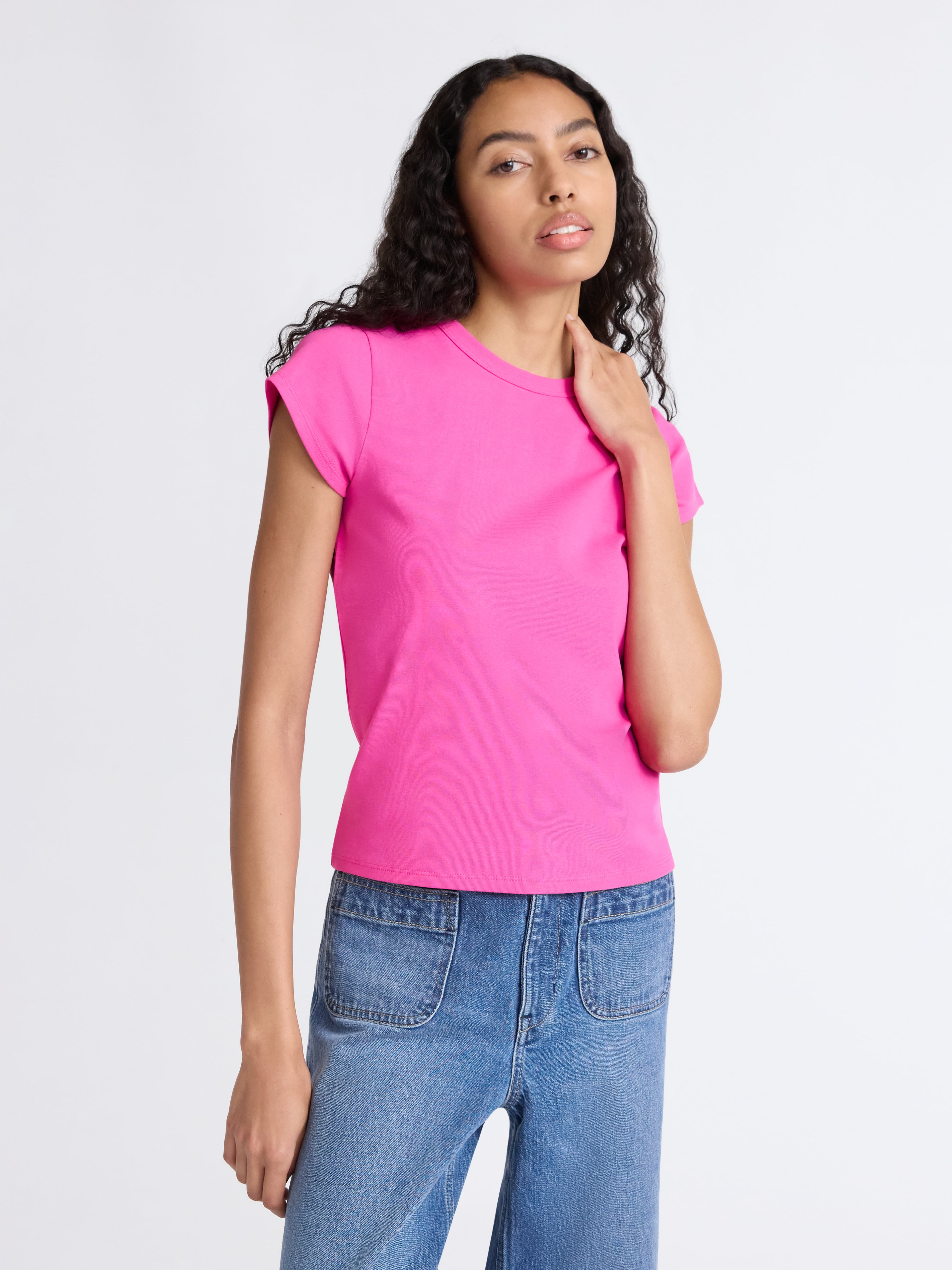 Free Assembly Women's and Women's Plus Cap Sleeve Tee, Sizes XS-4X