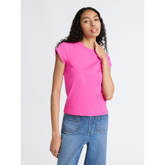 Free Assembly Women's and Women's Plus Cap Sleeve Tee, Sizes XS-4X