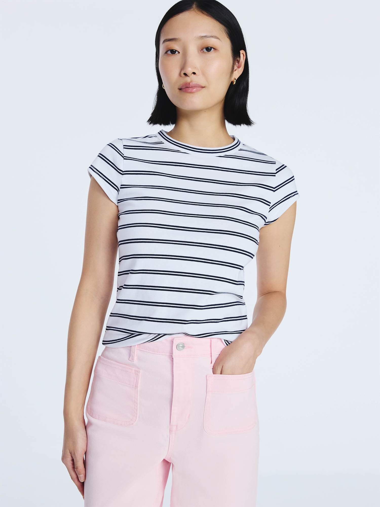 Free Assembly Women's and Women's Plus Cap Sleeve Tee, Sizes XS-4X