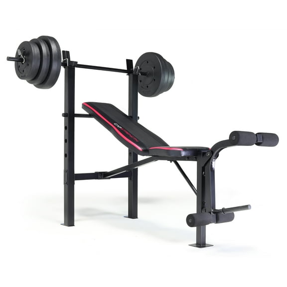 CAP Strength Adjustable Standard Combo Weight Bench with Rack and Leg Extension and 100 lb. Vinyl Weight Set