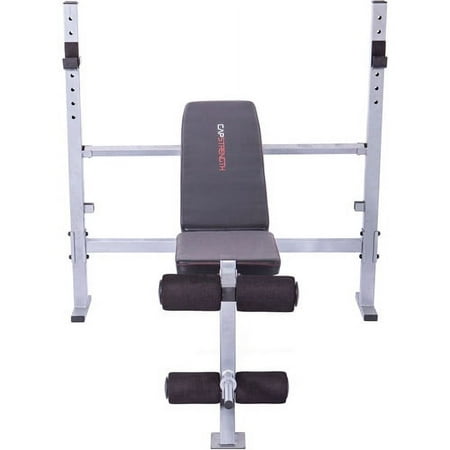 CAP Strength Deluxe Mid-Width Weight Bench with Leg Attachment (500lb Capacity), Black and Gray