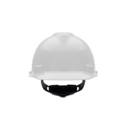 MSA 475358 V-Gard Cap Style Safety Hard Hat With Fas-Trac III Ratchet Suspension | Polyethylene Shell, Superior Impact Protection, Self Adjusting Crown Straps - Standard Size in White
