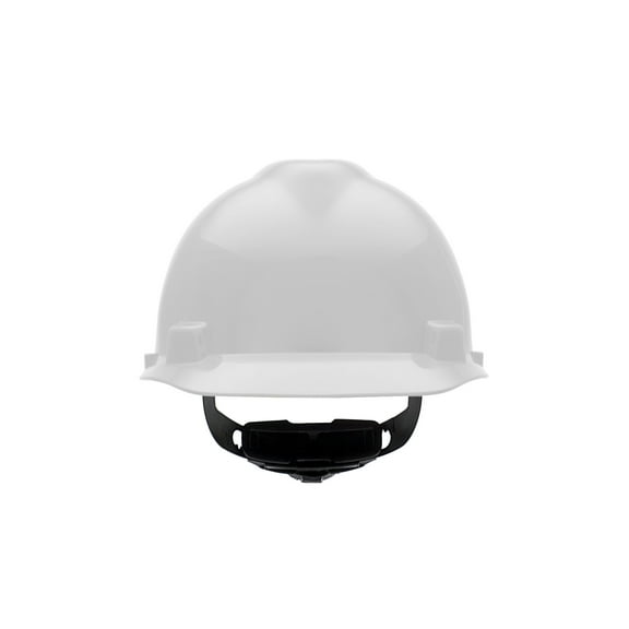 MSA 475358 V-Gard Cap Style Safety Hard Hat With Fas-Trac III Ratchet Suspension | Polyethylene Shell, Superior Impact Protection, Self Adjusting Crown Straps - Standard Size in White