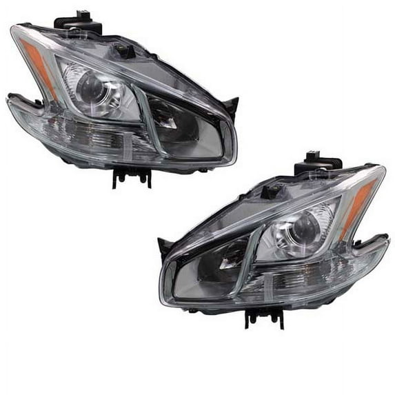 CAPA For 09-14 Maxima w/o Sport Headlight Headlamp Head Light with Bulb SET PAIR