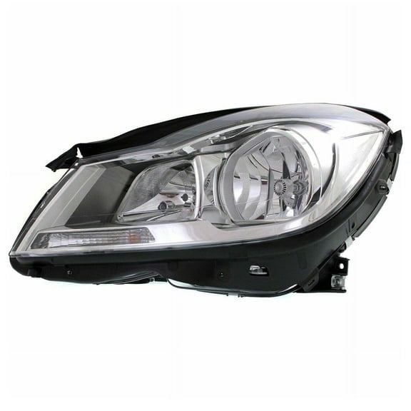 CAPA For 12-14 C-Class Halogen Headlight Headlamp Chrome Bezel w/Bulb Left Side