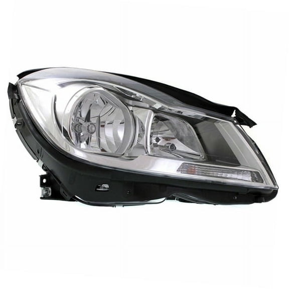 CAPA For 12-14 C-Class Halogen Headlight Headlamp Chrome Bezel w/Bulb Right Side