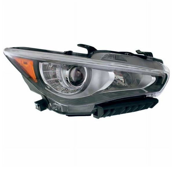 CAPA For 14-17 Q50 Front LED Headlight w/o Adaptive Headlamp w/Bulb Right Side