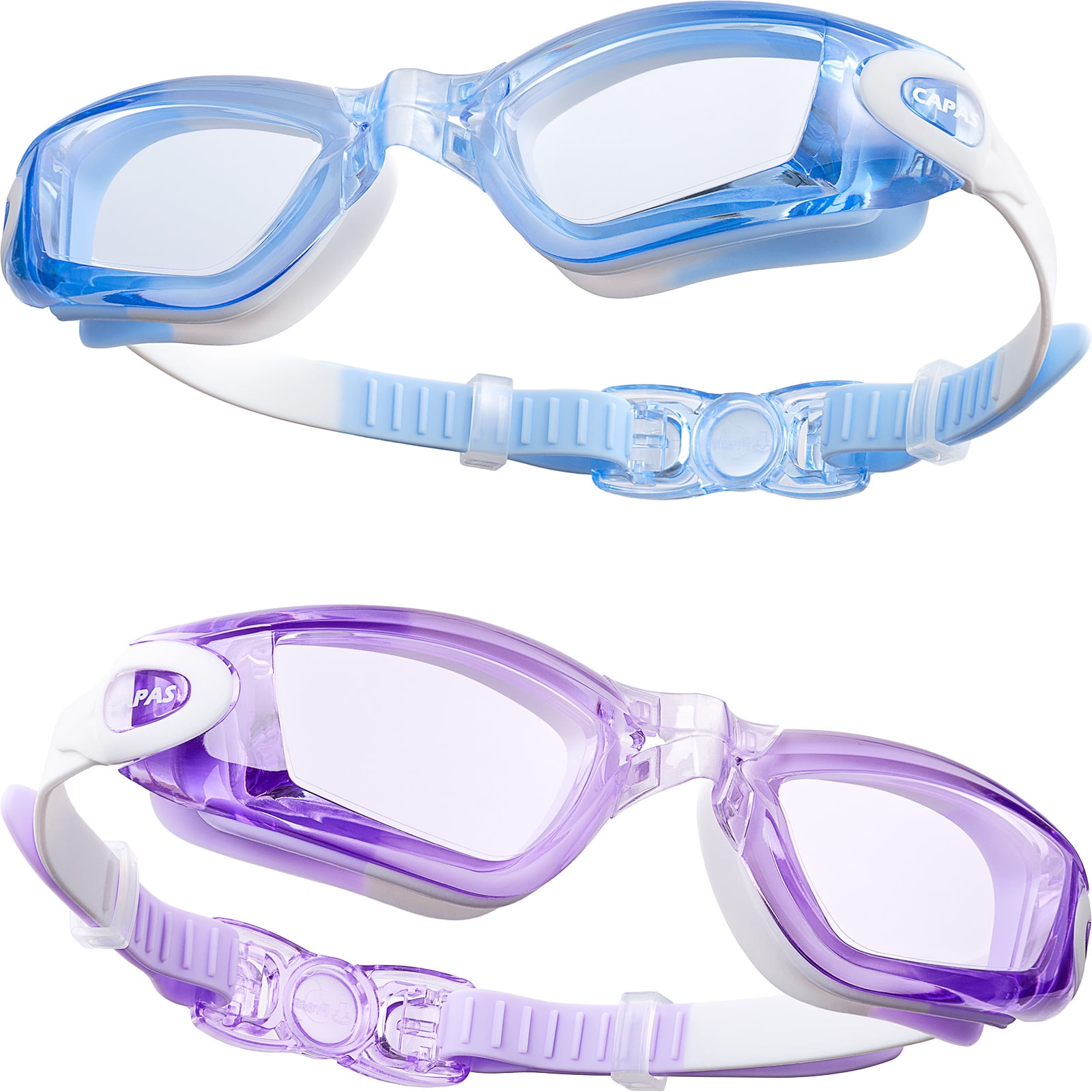 CAPAS Kids Swim Goggles, Pack of 2 Waterproof AntiFog AntiUV Water