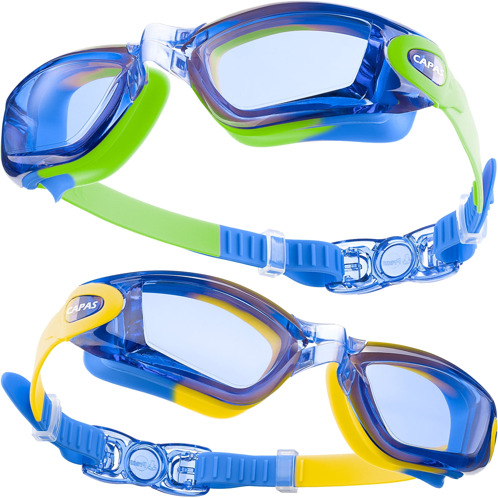 CAPAS Kids Swim Goggles, Pack of 2 Waterproof AntiFog AntiUV Water