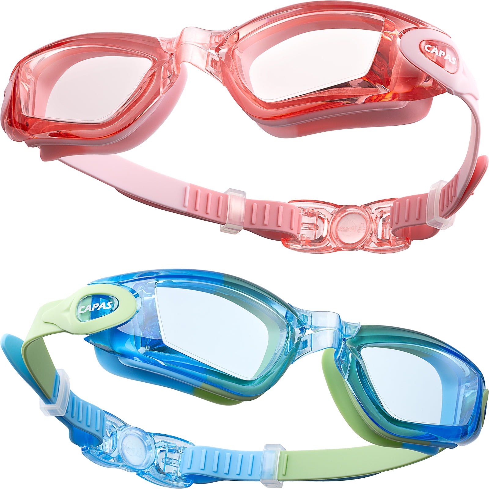 CAPAS Kids Swim Goggles, Pack of 2 Waterproof AntiFog AntiUV Water