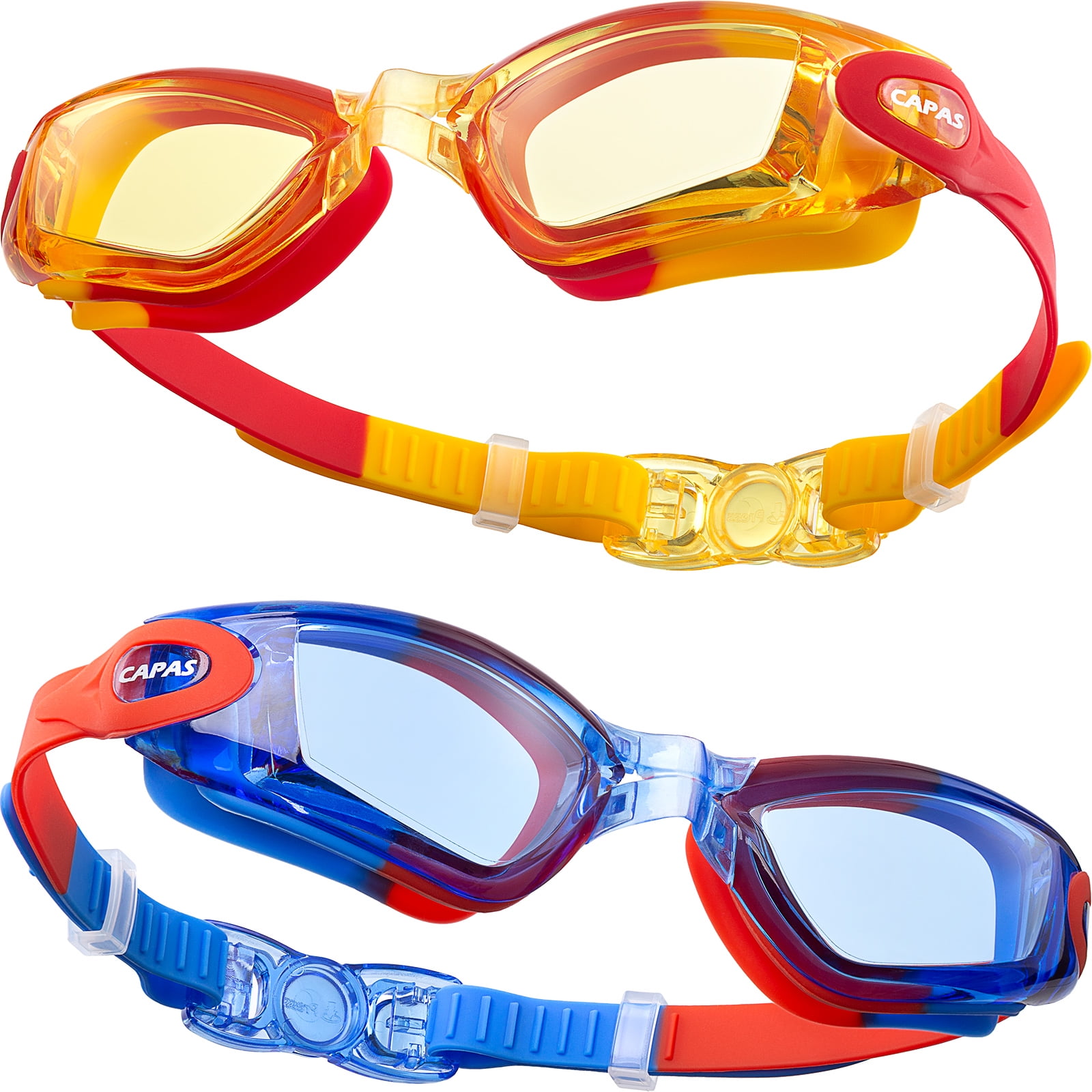 CAPAS Kids Swim Goggles, Pack of 2 Waterproof AntiFog AntiUV Water