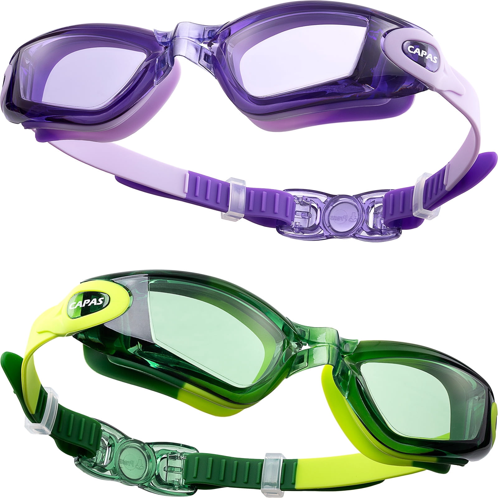 CAPAS Kids Swim Goggles, Pack of 2 Waterproof Anti-Fog Anti-UV Water ...