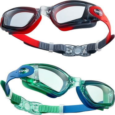 CAPAS Kids Swim Goggles, Pack of 2 Waterproof Anti-Fog Anti-UV Water Pool Swimming Class Goggles for Boys Girls Children Age 4-12