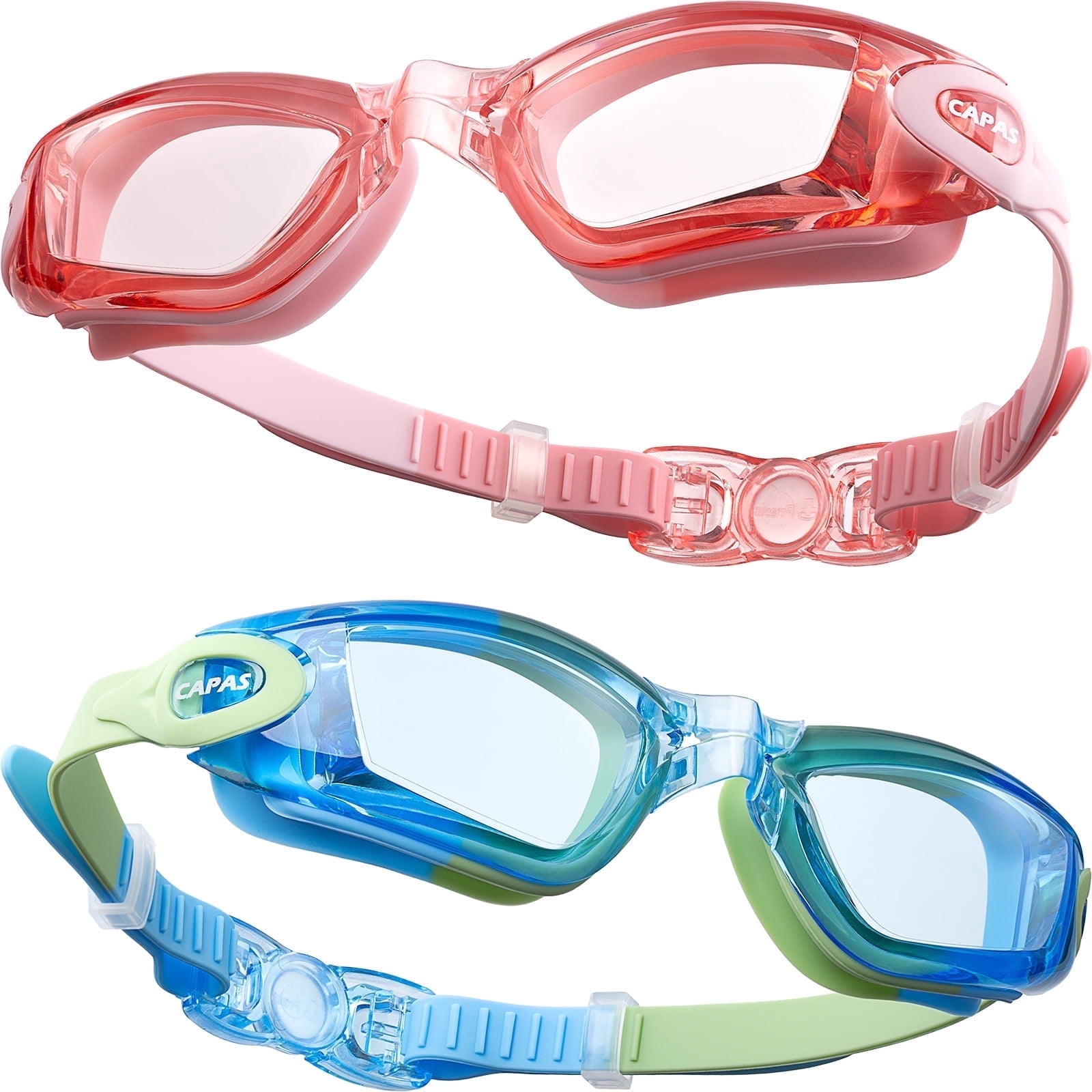 CAPAS Kids Swim Goggles Pack, Waterproof, Anti-Fog, Anti-UV, Silicone ...